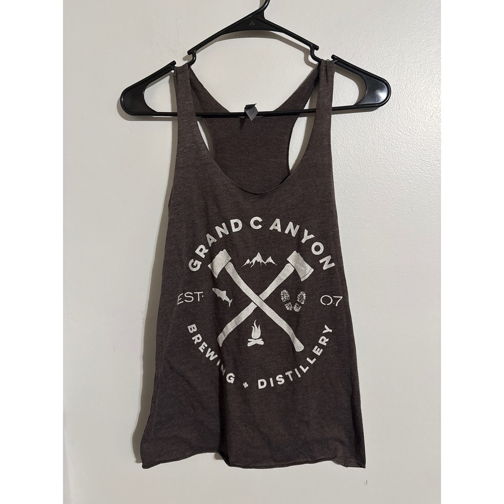 Grand Canyon Brewing Distillery Tank Top Womens Small Gray Racerback Graphic Tee